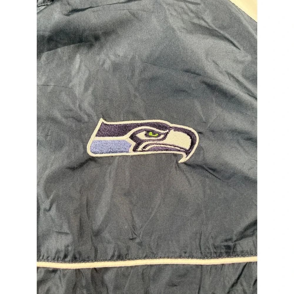 NFL Windbreaker Mens XL Blue Excellent Vintage Seattle Seahawks Zip Jacket